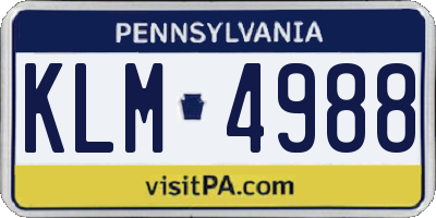 PA license plate KLM4988