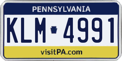 PA license plate KLM4991