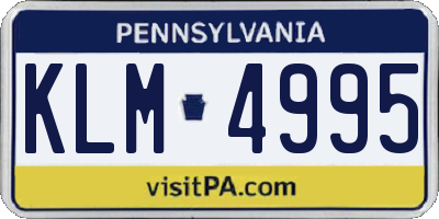 PA license plate KLM4995