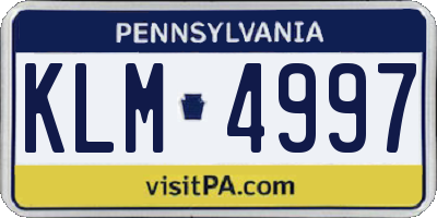 PA license plate KLM4997