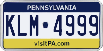 PA license plate KLM4999