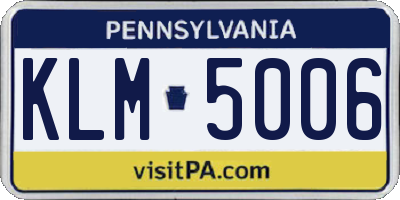 PA license plate KLM5006