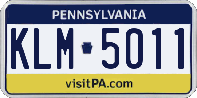 PA license plate KLM5011