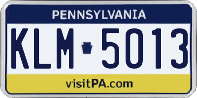 PA license plate KLM5013