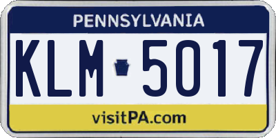PA license plate KLM5017