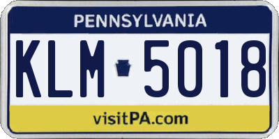 PA license plate KLM5018