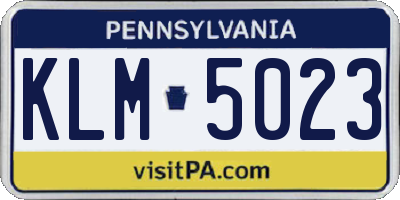 PA license plate KLM5023