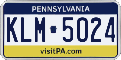 PA license plate KLM5024