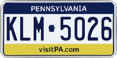 PA license plate KLM5026
