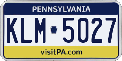 PA license plate KLM5027