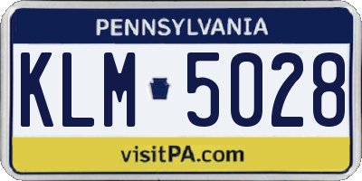 PA license plate KLM5028