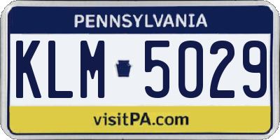 PA license plate KLM5029