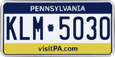 PA license plate KLM5030