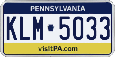PA license plate KLM5033