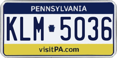 PA license plate KLM5036
