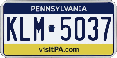 PA license plate KLM5037