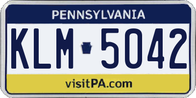 PA license plate KLM5042