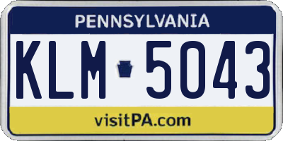 PA license plate KLM5043