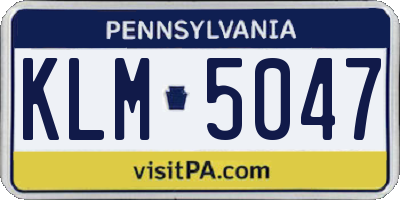 PA license plate KLM5047