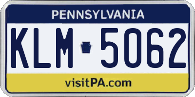 PA license plate KLM5062