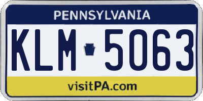 PA license plate KLM5063