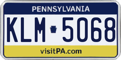 PA license plate KLM5068
