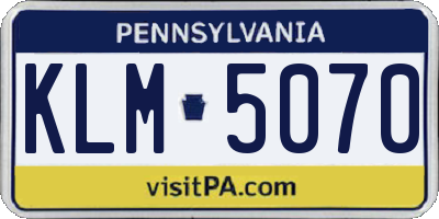 PA license plate KLM5070