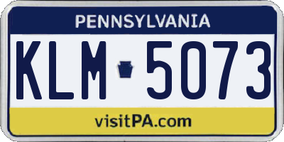 PA license plate KLM5073