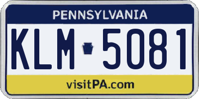 PA license plate KLM5081