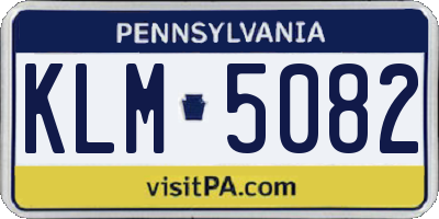 PA license plate KLM5082