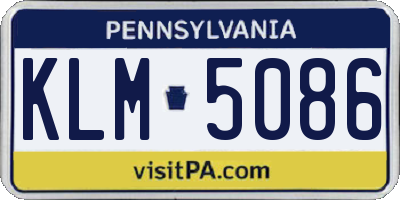 PA license plate KLM5086