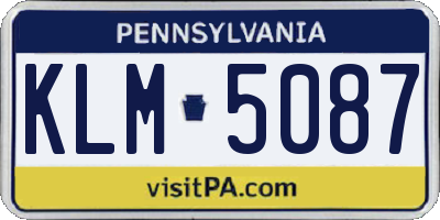 PA license plate KLM5087