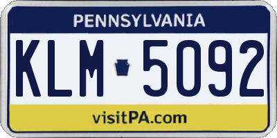PA license plate KLM5092