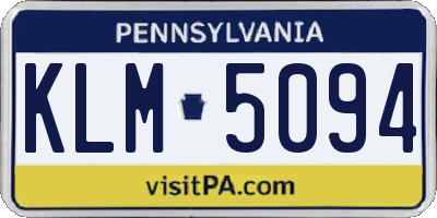 PA license plate KLM5094