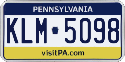 PA license plate KLM5098