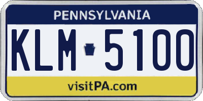 PA license plate KLM5100