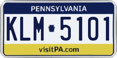 PA license plate KLM5101