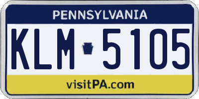 PA license plate KLM5105