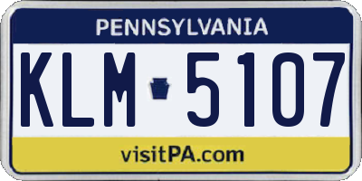 PA license plate KLM5107