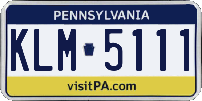 PA license plate KLM5111