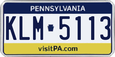 PA license plate KLM5113