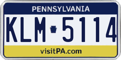 PA license plate KLM5114