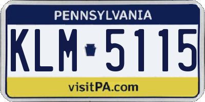 PA license plate KLM5115