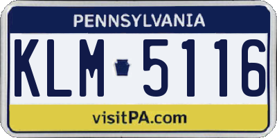 PA license plate KLM5116
