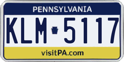 PA license plate KLM5117
