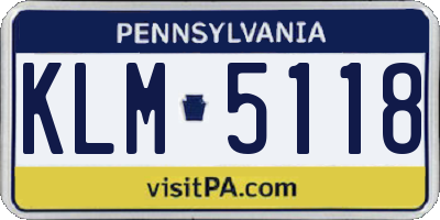 PA license plate KLM5118