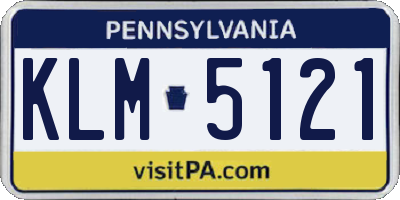 PA license plate KLM5121