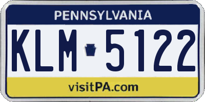 PA license plate KLM5122