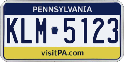 PA license plate KLM5123
