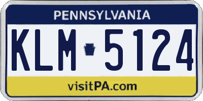 PA license plate KLM5124